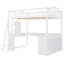 Lit mezzanine double avec bureau de rangement, chambre à coucher moderne en bois aggloméré blanc