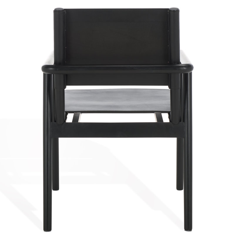 Hutson Leather Upholstered Dining Arm Chair, Black