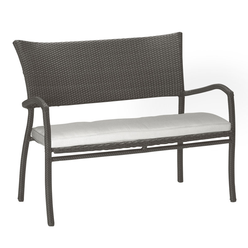 Skye Wicker Garden Bench, Slate Gray, Intermix Bark, Welt