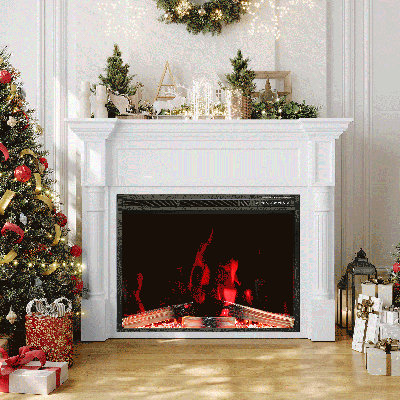 55" Electric Fireplace Tv Stand W/ Remote, Adjustable Flame & 1-8H Timer