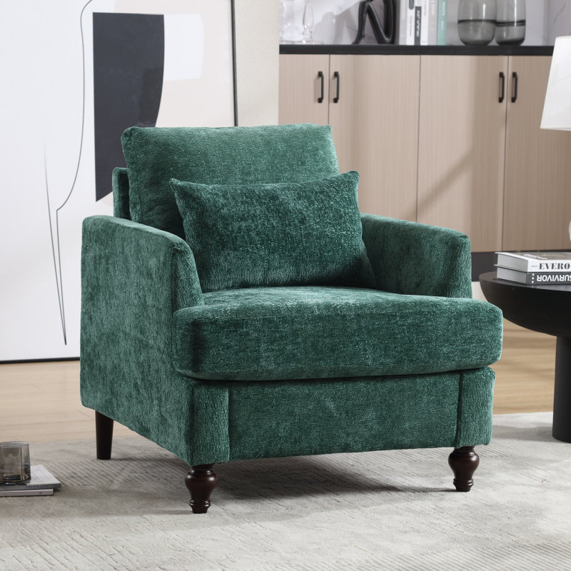 Denzal CAL117 Compliant 29.5'' Wide Chenille Armchair, Green Chenille