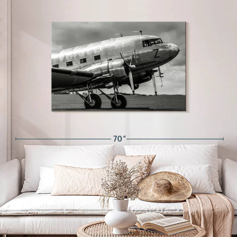 Avion noir et blanc Mehar, H 30 po x l 45 po