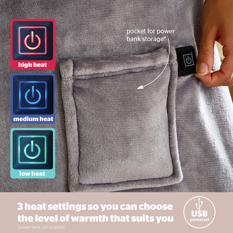 Silentnight Snugsie Usb Heated Wearable Blanket, Grey