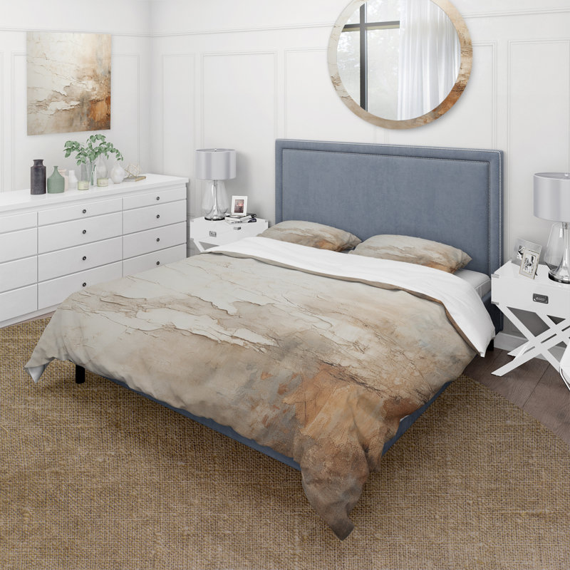 Peinture beige et brune Fusion - ensemble de housse de couette Peinture abstraite