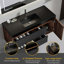 Meuble-lavabo Grace de 48 po en noyer avec lavabo en quartz noir mat et tiroirs noirs et porte, meuble-lavabo mural flottant pour salle de bain moderne, lavabo noir mat, pré-assemblé
