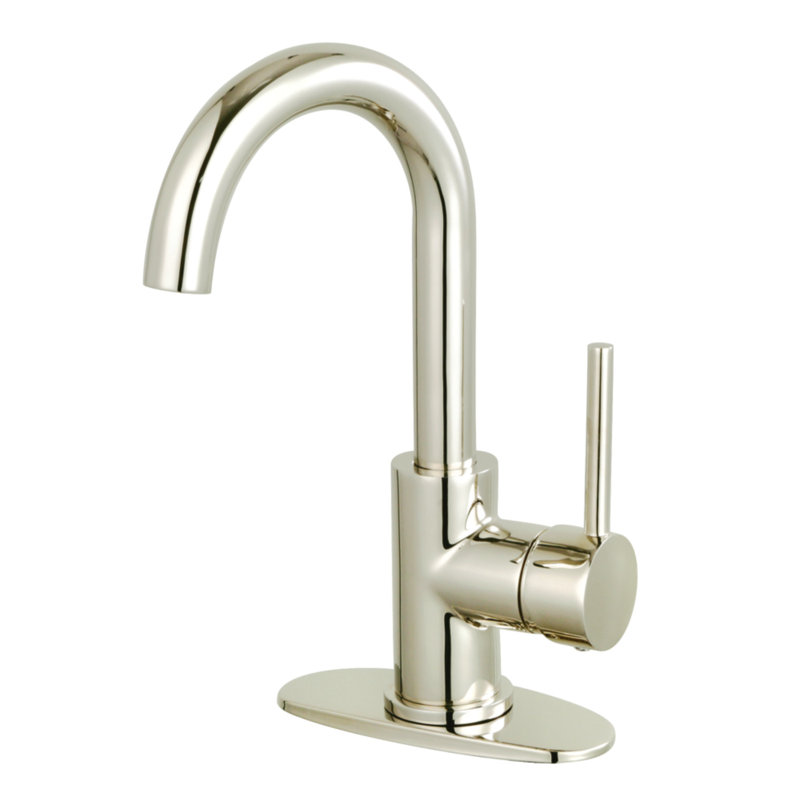 Robinet de salle de bain monotrou avec assemblage de bonde Concord, Nickel poli