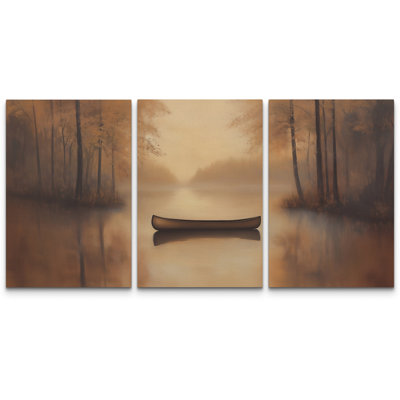 Foggy Lake Canoe Landscape Art