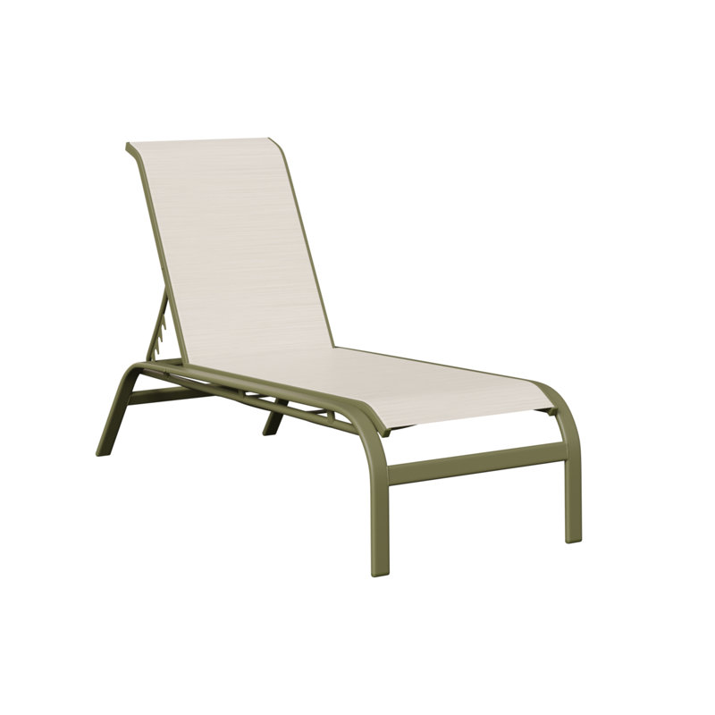 Chaise longue sans accoudoirs en aluminium sauge verte berlinoise avec tissu Kozo Abalone, Crème, crème, Vert sauge