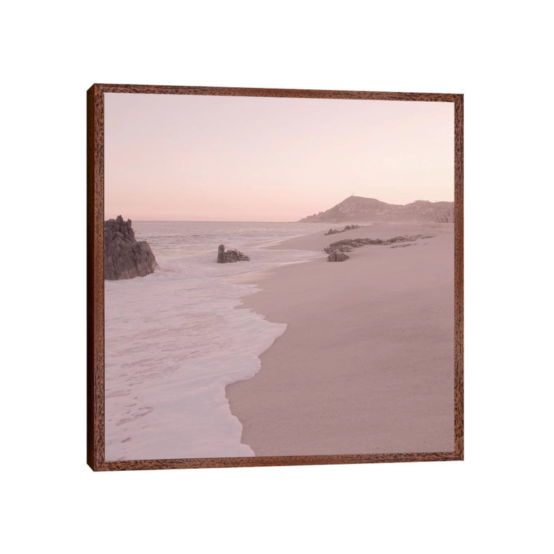 Rosegold Beach Morning Square by Monika Strigel - Print on Canvas, Classic Brown Wood Framed