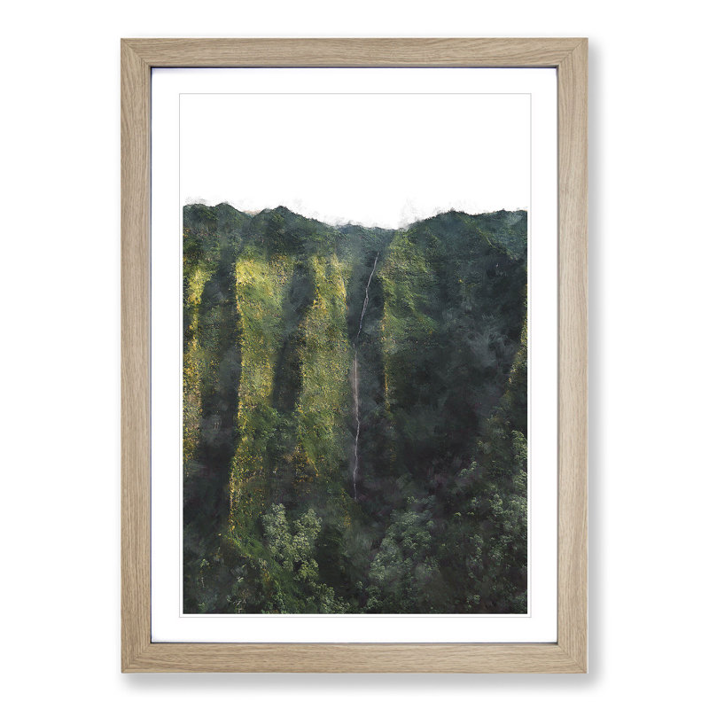 Kauai Waterfall in Hawaii - Framed Print, Oak Framed, 48cm H x 36cm W x 2cm D