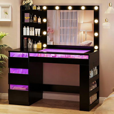 Bureau de coiffeuse avec miroir lumineux Melanni