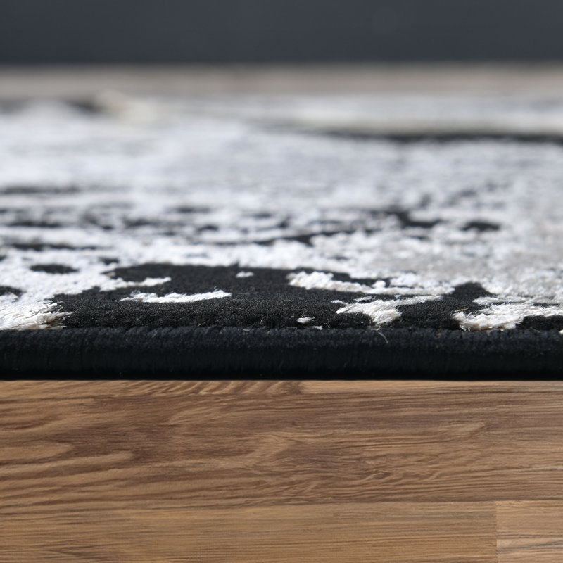 Tapis noir / gris / ivoire / beige Galaxy Series, Rectangle 7 pi 9 po x 10 pi 2 po, Noir