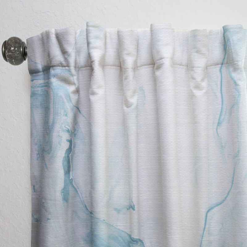 Art de marbre liquide bleu clair et blanc - Rideau moderne - Velours obscurcissant - 1 panneau, L 52 po x L 84 po
