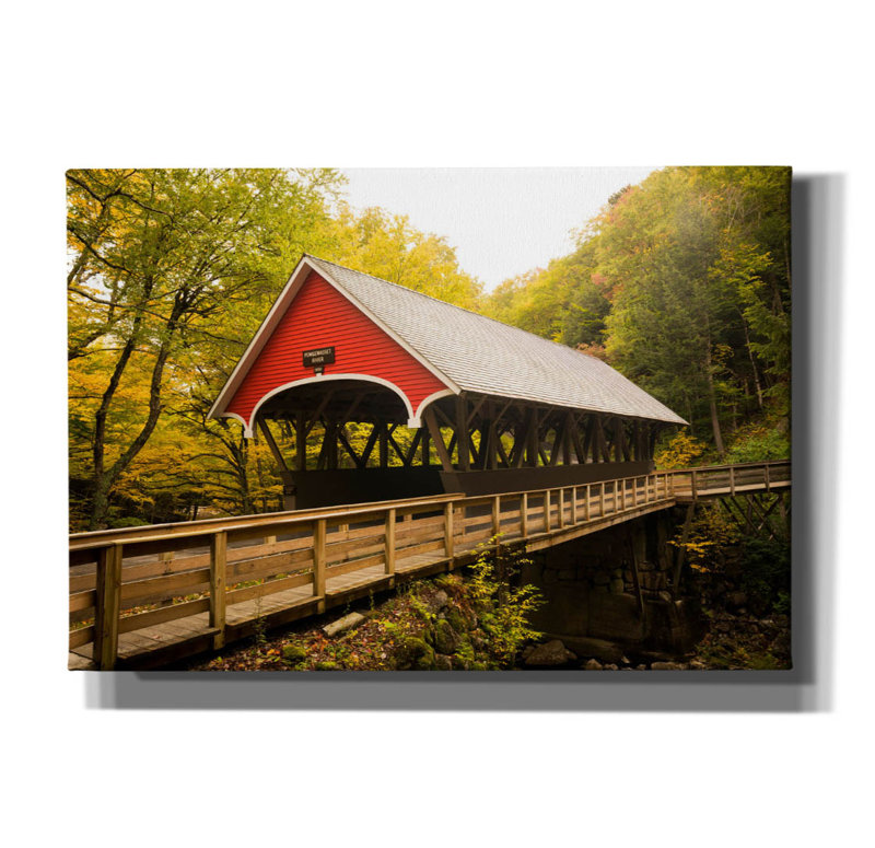 «Flume Covered Bridge» par Brandon Wong, art mural sur toile, H 18 po x l 26 po x P 0,75 po