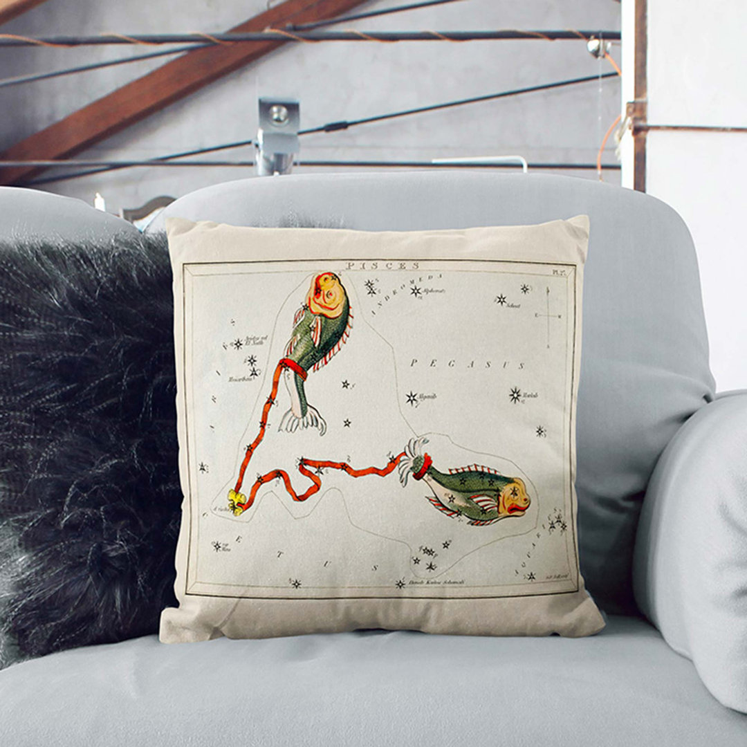 Astronomical Zodiac Chart of the Pisces Cushion with Filling