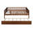 Full Size Wood Daybed With Trundle And Fence Guardrails, Walnut-494409460-494409458