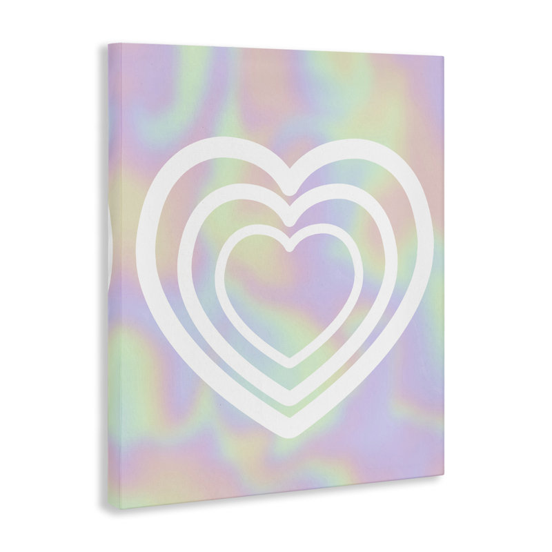 Art mural sur toile à motif pastel avec cœurs par Daphne Polselli, H 48 po x l 36 po