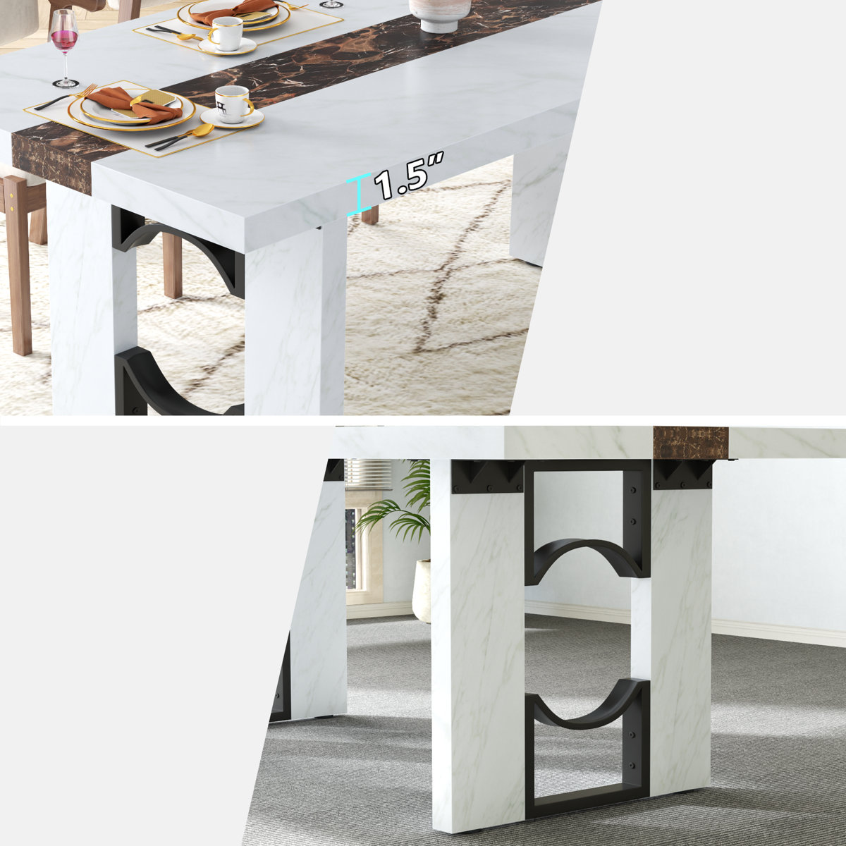 Ebern Designs 71 Inch Large Rectangular Dining Table For 6-8 People ...