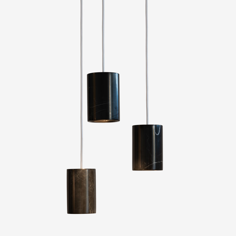 Solid 3 - Light LED Pendant, Nero Marquina