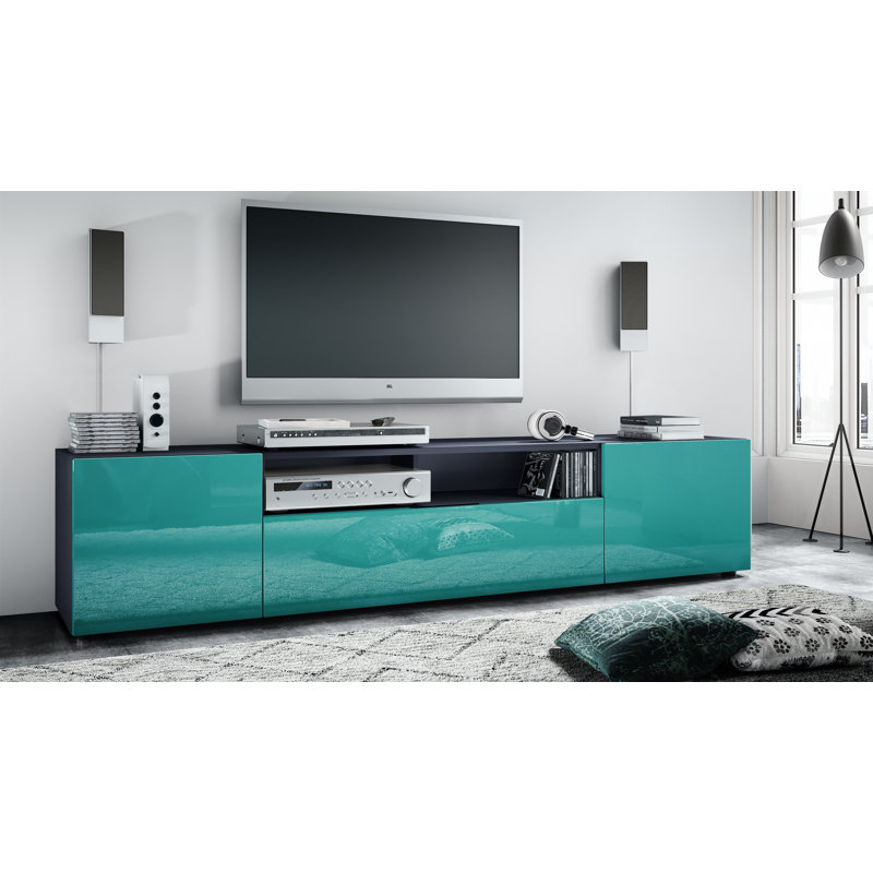 Mcalpine TV Stand for TVs up to 78", Petrol High Gloss