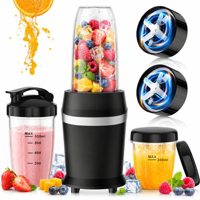 Mélangeur personnel pour boissons frappées et boissons frappées, mélangeur avec couvercle de voyage, mélangeur portable pour boissons glacées