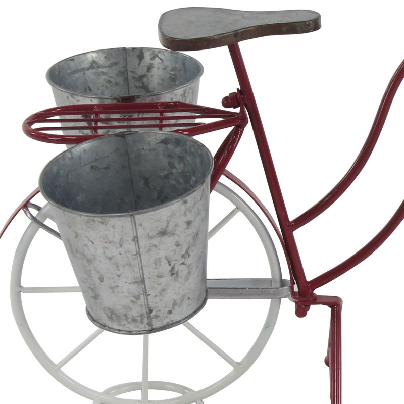 Pot à fleur en étain Sterns, H 23 po x l 31 po x P 15 po, Rouge / Mauve