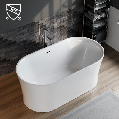 59" x 32" Freestanding Soaking Acrylic Bathtub