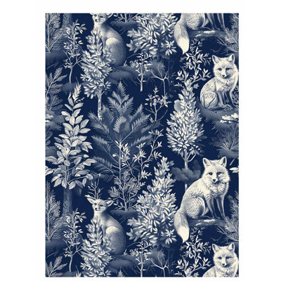 Animaux, animaux, renard, bleu marine, VI, chalet, reproduction d'art non encadrée