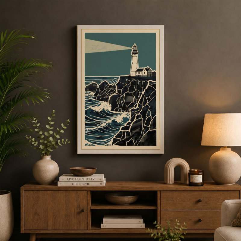 Warning Beacon Coastal - Wrapped Canvas, 36x24 - 91.4 x 61.0 cm, Black Border