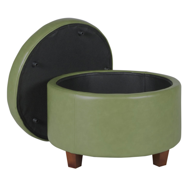 Breyonce Faux Leather Ottoman, Moss Green Faux Leather
