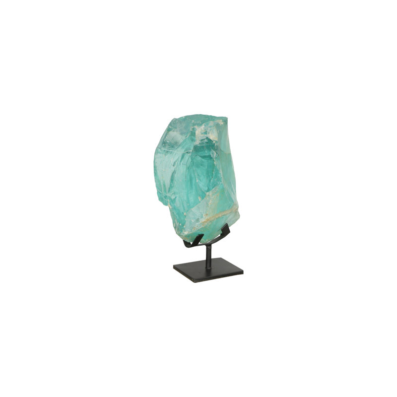 Sculpture en verre réfractaire, bleu, sur base