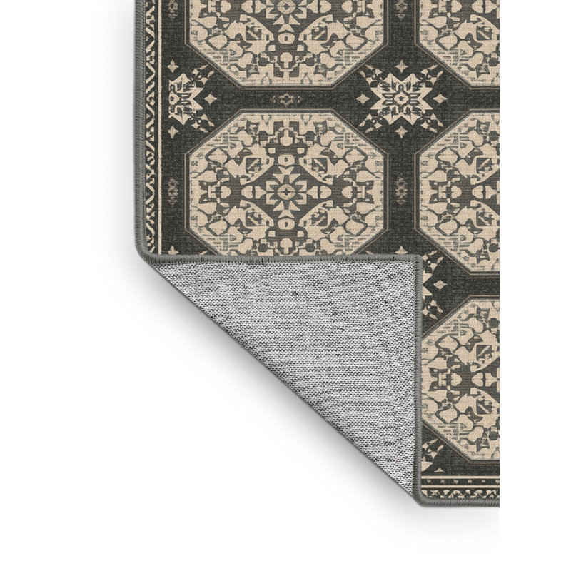 Tapis oriental gris lavable à la machine Paizlea, 2 pi x 3 pi