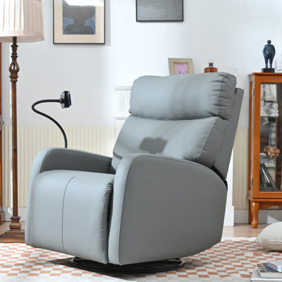 Fauteuil inclinable et pivotant, chaise berçante à 360 degrés, fauteuil coulissant, fauteuil inclinable et pivotant moderne pour chambre à coucher, siège de cinéma maison, support pour téléphone