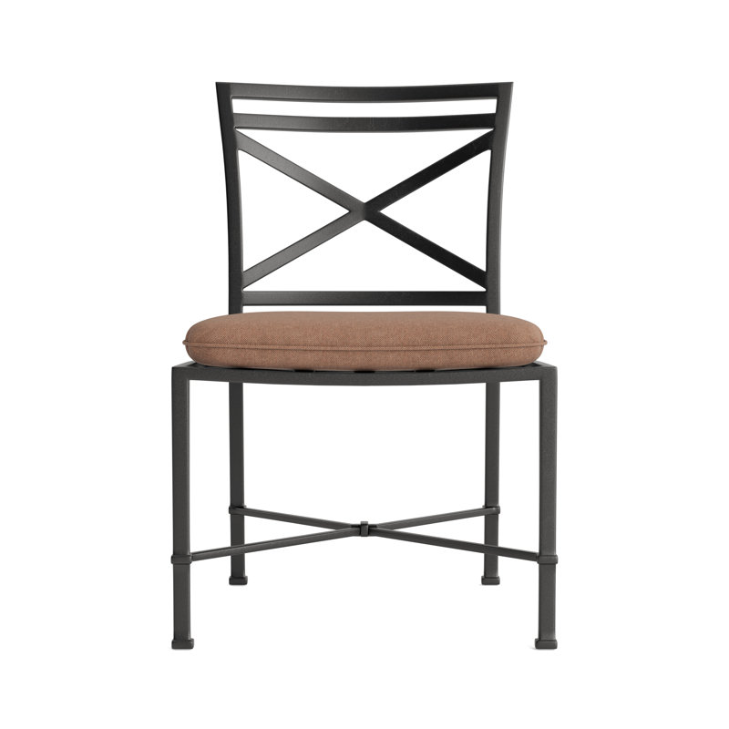 Venetian Outdoor Dining Side Chair, Fusion Clay, Textured Pewter, Brown