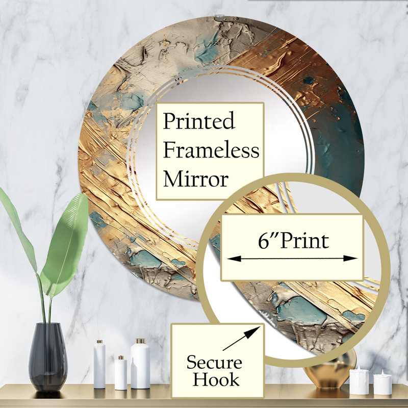 Auva - Miroir mural moderne rond, 32 po x 32 po