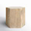 Grande table hexagonale Tiney en bois naturel et marbre blanc-1305335143