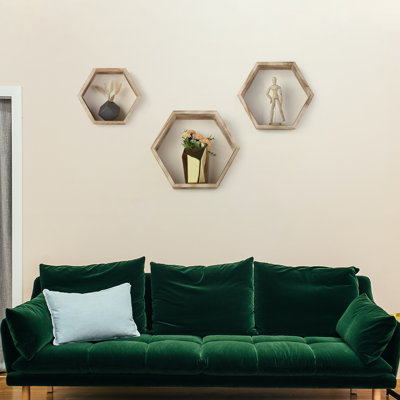 Emeria 3 Piece Hexagon Floating Shelf