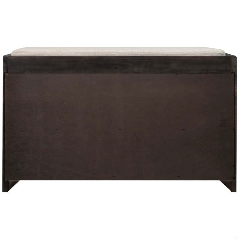 Storage Bench With Removable Basket And 2 Drawers, Fully Assembled Shoe Bench With Removable Cushion, Espresso