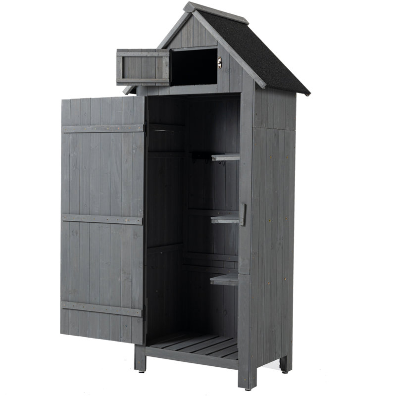 Armoire à outils d'extérieur, bois de sapin massif, toit imperméable, divers outils