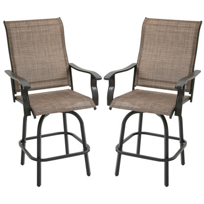 Outsunny Set Of 2 Outdoor Swivel Bar Stools With Armrests, Bar Height Patio Chairs With Steel Frame For Balcony, Poolside, Backyard -  STYLISH, OKKK612-W2225P174460