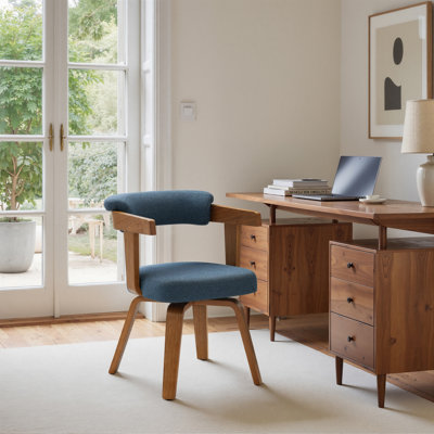 Modern Upholstered Swivel Office Desk Chair Side Chair with Wood Frame by Corrigan Studio