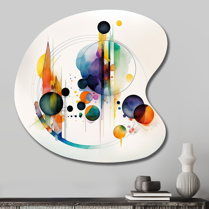 Art géométrique multicolore aquarelle I - forme murale abstraite géométrique en métal, reproduction de sculpture murale asymétrique en métal