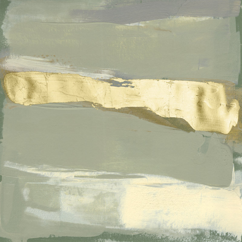 Sage And Gold Swipe III by Jennifer Goldberger - Wrapped Canvas Painting, 76cm H x 76cm W