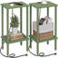 Ensemble de 2 tables d'appoint avec station de recharge, tables de chevet compactes pour chambre et salon