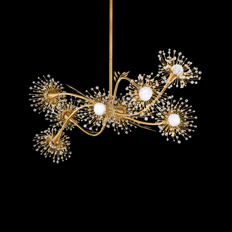 Coquette 8 Light Crystal LED Linear Pendant, Heirloom Gold