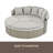 Patio Furniture Round Outdoor Sectional Sofa Set Rattan Daybed Two-Tone Weave Sunbed With Retractable Canopy, Separate Seating And Removable Cushion-549253518-549253555