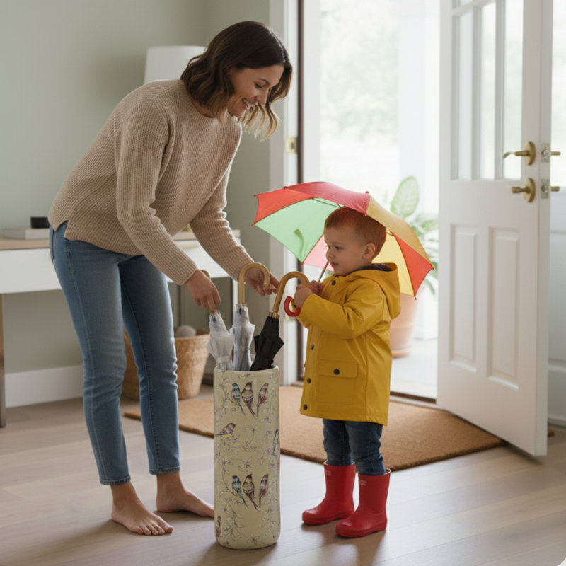 Nathaly Freestanding Ceramic Umbrella Stand – Hand-Finished 18" Antique-Style Glazed Holder for Umbrellas, Walking Sticks & Home Décor