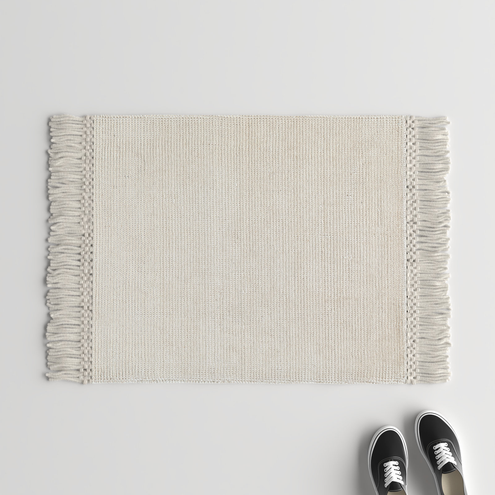 Liska White Hand-Loomed Rug, Rectangle 3' x 5'