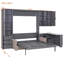 Grand lit escamotable mural avec rangement hydraulique, canapé, tablettes et tiroirs, éclairage DEL / USB, panneau gris, canapé-222672517