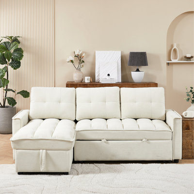 78.75" Reclining With Storage & Arm Side Organizer Pocket, Chenille, Beige, Eucalyptus Wood, Foam Filled, Living Room Furniture L-shaped Chenille Cover And Organizer, 3, Area